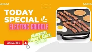 Electric Griddle With Removable Handles, Black, 22-inch