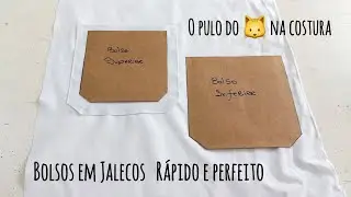 Como costurar BOLSOS em  JALECOS Super Rápido com Acabamento profissional OFICINA DE COSTURA