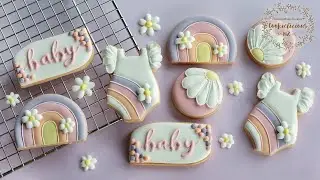 Pastel Rainbow Baby shower Cookies