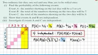 Probability 2 LCHL 4.3 Show events are Independent