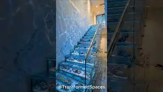 Luxury Aquarium Staircase | Glass Coral Reef Steps & Water Wall 🐠🌊
