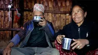 jungle man & his wife love corn juice || village couple || family in the jungle || rural Nepal ||