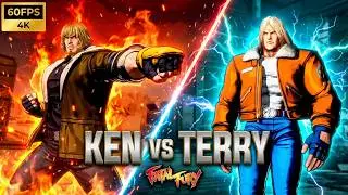 Fatal Fury | Кен против Терри [4K 60 кадров в секунду] | Классическая битва в Ultra HD #FatalFury