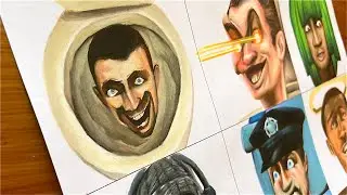 Рисунок SKIBIDI TOILET : Pisoir, DJ, Police, Holy, Boss Toilet