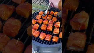 Bacon Wrapped Salmon Bites Recipe | Over The Fire Cooking by Derek Wolf