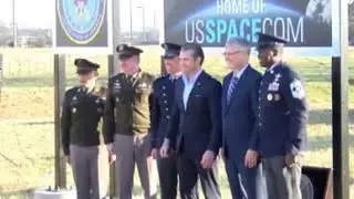 Secretary of War Pete Hegseth unveils Space Command sign in Huntsville