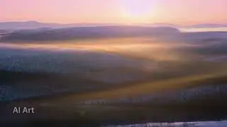 Snow-Covered Arctic Valley at Dusk 🌄❄️ Pink & Gold Hills, Rising Mist | AI Winter Ambience