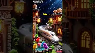 Hyperreal AI Animation | orange Cats & Seven Rainbow Chicks | Cinematic Miniature Scene #asmr #cat