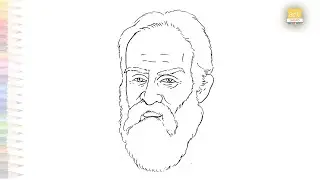 Galileo Galilei face drawing easy | Outline sketches | How to draw Galileo Galilei step by step