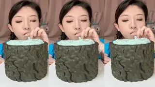 🍵Mint Cream Crepe Cake Mukbang | Refreshing & Creamy Layers Eating Challenge