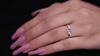 Minimal Round Blue Sapphire and Diamond Bypass Promise Ring