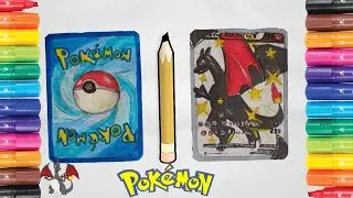 CHARIZARD SHINY V CARD POKEMON drawing  how to draw | Comment dessiner DRACAUFEU SHINY V facilement
