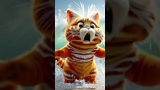My Cute Cat in Nice &mdash; Unexpected Wave. #3danimation #cutecat