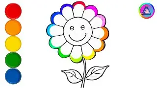 🌻🌈 Drawing and Coloring Flower for Kids | Easy Drawing #062 