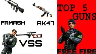 TOP 5 BEST GUNS IN FREE FIRE BATTLEGROUNDS 2019!!BY THT