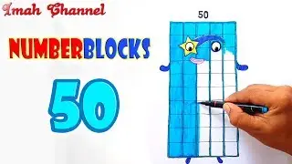 Numberblocks 50 - How to draw and coloring with blink eyes