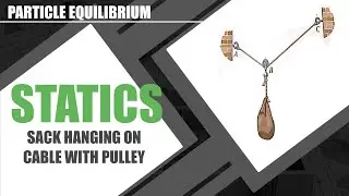 Sack Hanging on a Cable Attached to a Pulley - Particle Equilibrium