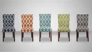 HomePop Parsons Classic Upholstered Accent Dining Chair Set of 2 Grey and Cream Geometric