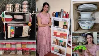 புது கிச்சன் setup😁 Space saving kitchen organization| Non Modular Kitchen Organization ideas tamil