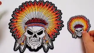 Indian Head Dress Skull Embroidered Iron on Patches