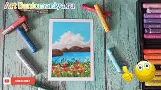 Как рисовать пейзаж масляной пастелью для начинающих/ Oil pastel landscape drawing