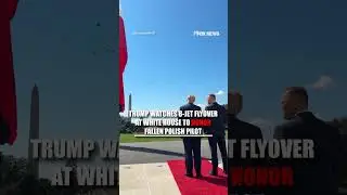 WATCH: Trump views eight-jet flyover in honor of fallen Polish pilot #shorts