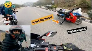 Live Bike Accident | 2 bikers crashed Badly 😱 | Foot fractured under the bike 😭
