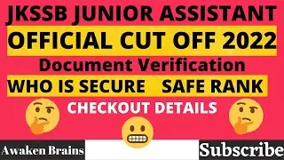JKSSB JUNIOR ASSISTANT CUT OFF DV 2022|JUNIOR ASSISTANT OFFICIAL CUT OFF 2022(DV)| @awakenbrains