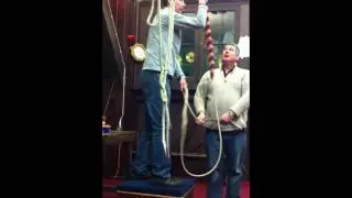 Ringing up the 46cwt tenor at Sherborne Abbey