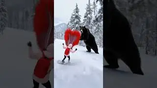 Bear Encounter at the Summit 动 #BearEncounter #SnowAdventure #SkyDive #SurrealScene #ActionFantasy