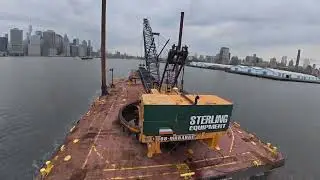 4100 ringer crane barge moving to job site through low bridges !