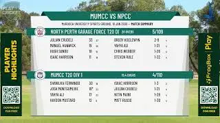 MUMCC T20 Div 1 v North Perth Garage Force T20 Div 1