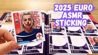 Sticking 2025 Women Euro stickers to relax | ASMR | Topps Women football | no talk | Part one
