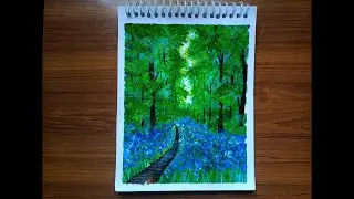 Easy paint tutorial for beginners | natural scenery painting easy