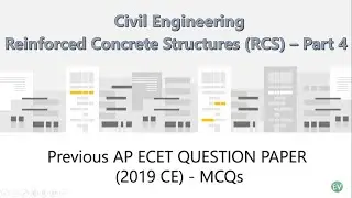 AP ECET 2019 MCQs - Part 2 || Civil Engineering || Reinforced Concrete Structures (RCS) #apecet2025