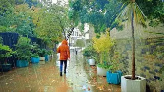 Gloomy Rain London Walk 🌧 | 4K | Kensington Side & Backstreets 🍂 | England 2021