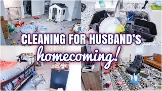 CLEANING BEFORE MY DEPLOYED HUSBAND COMES HOME! | CLEAN WITH ME 2021 | MESSY HOUSE SPEED CLEANING