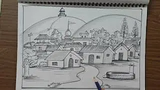 Beautiful village drawing #free online art classes