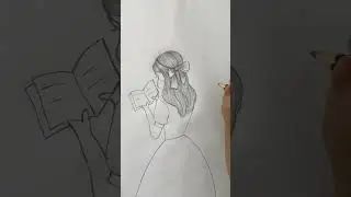 How to draw Girl with book/Girl Reading Book Drawing Sketch