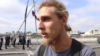 Extinction Rebellion Protester Suspends From Tripod on Victoria Bridge, Brisbane