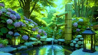 Peaceful Piano + Bamboo Water Sounds 🍃 Healing Insomnia, Calm Anxiety and Sleep Better