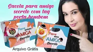 Sacola para amigo secreto com tag de bombom | molde grátis #204