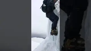 Mr Alan Hinkes on wall and Ramp alternative icefall. Red Tarn Face  Helvellyn.
