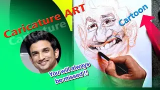 You will always be missed!! Caricature😜SSR😜Cartoon in Oil pastels/Time-Lapse/Sushant Singh rajput