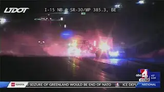 Semi hauling hay catches fire in Box Elder County