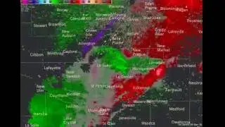 Radar velocity imagery loop of downburst developing over Le Sueur county.