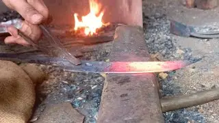 Making a knife from old door handle #art #blacksmith 
