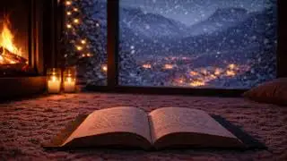 Winter Night Comfort  Reading by the Fireplace