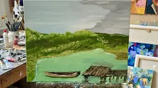 Painting Dock & Rowboat Artist Storyteller Donny