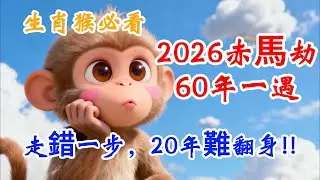 60年一遇！生肖猴，2026年『赤馬劫』降臨：你有一場生死劫難！走錯這一步，未來20年難翻身！屬猴人必看！#生肖猴 #生肖猴2026運勢 #赤馬紅羊劫 #赤馬紅羊年 #屬猴運勢 #2026屬猴運勢